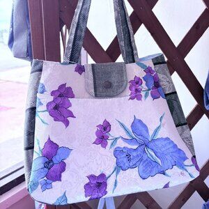 Blue Stripes Canvas Shoulder Bag, Purse, Pocketbook, Handbag, Ethel Tote Bag